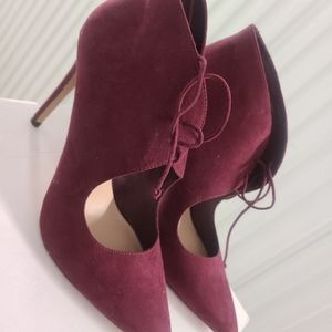 Burgundy suede booties